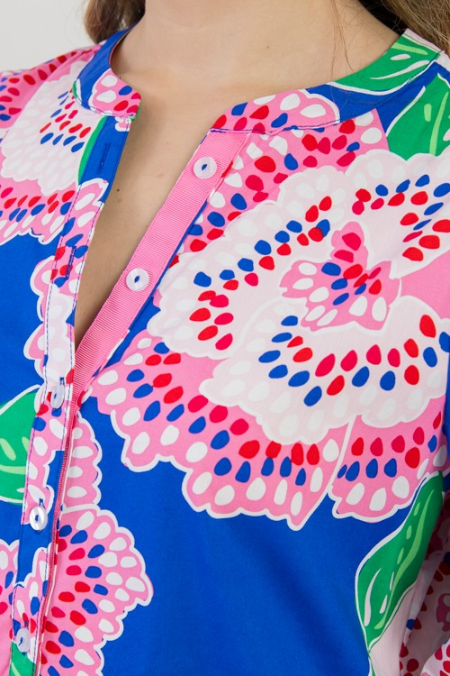 Printed Puffy Sleeve Midi Dress