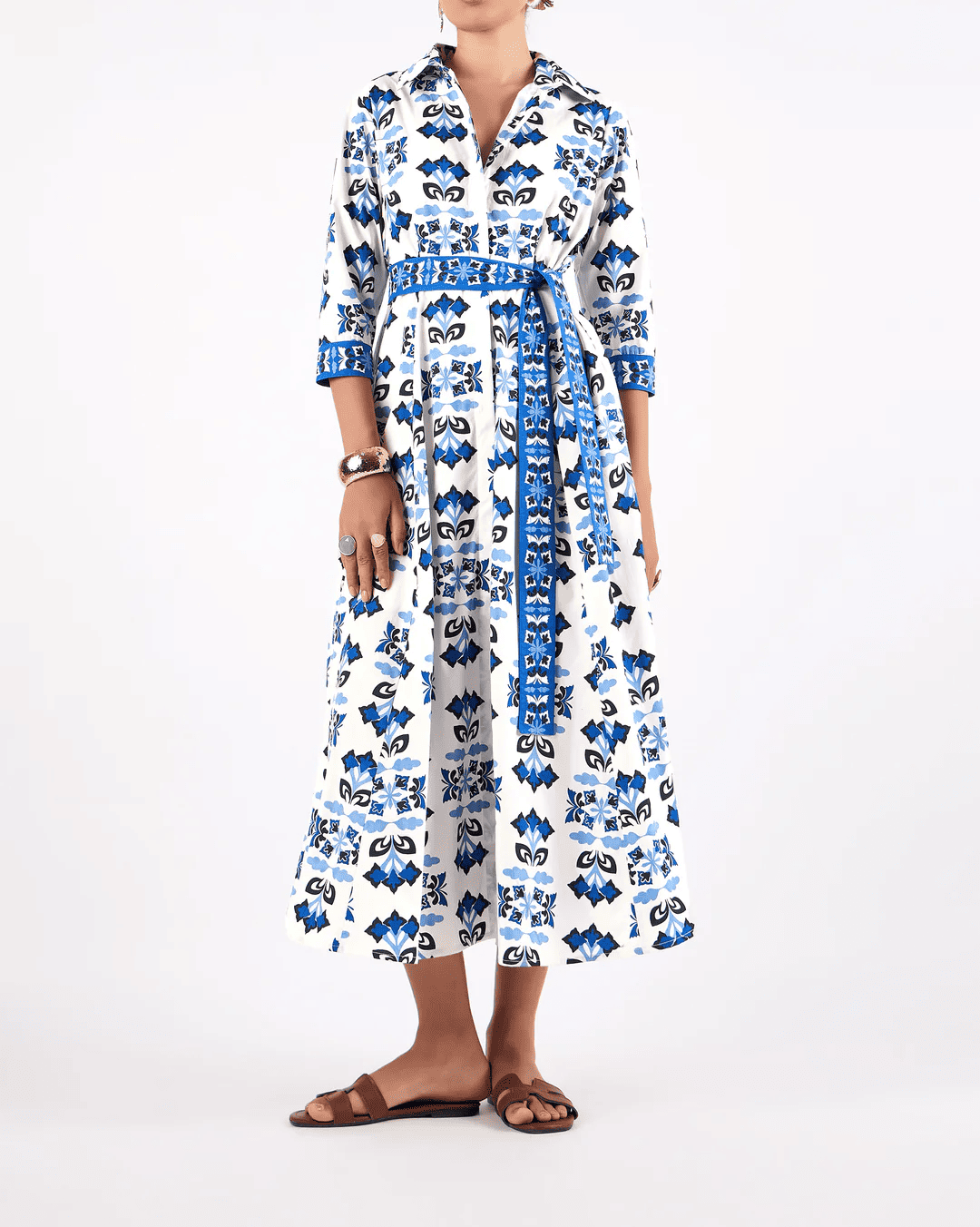 Fashion Blue Printed Waistless Dress