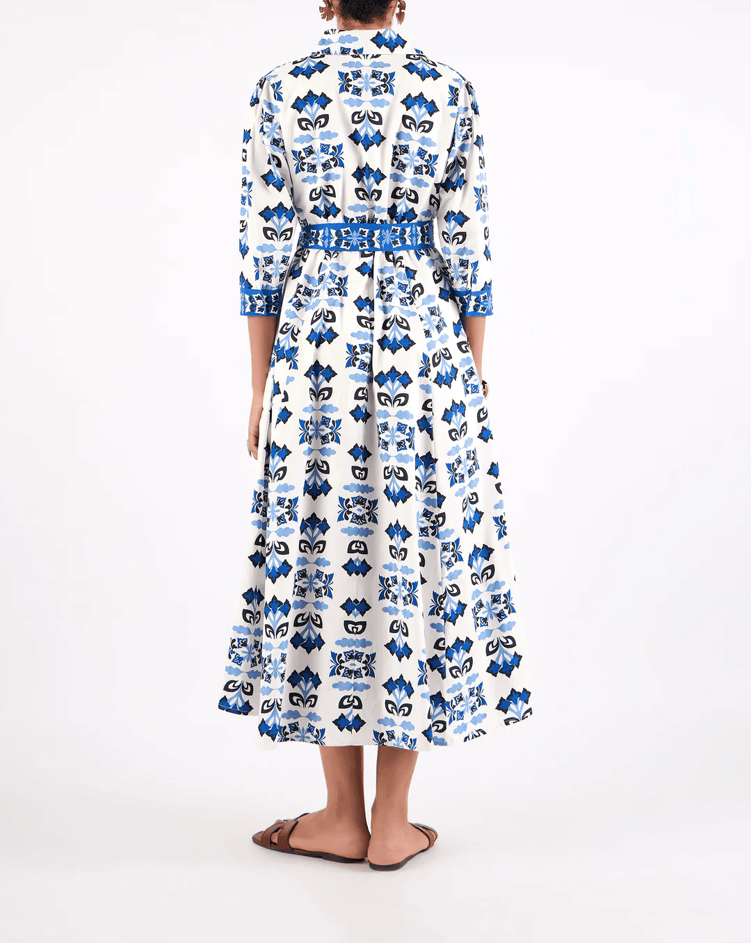 Fashion Blue Printed Waistless Dress