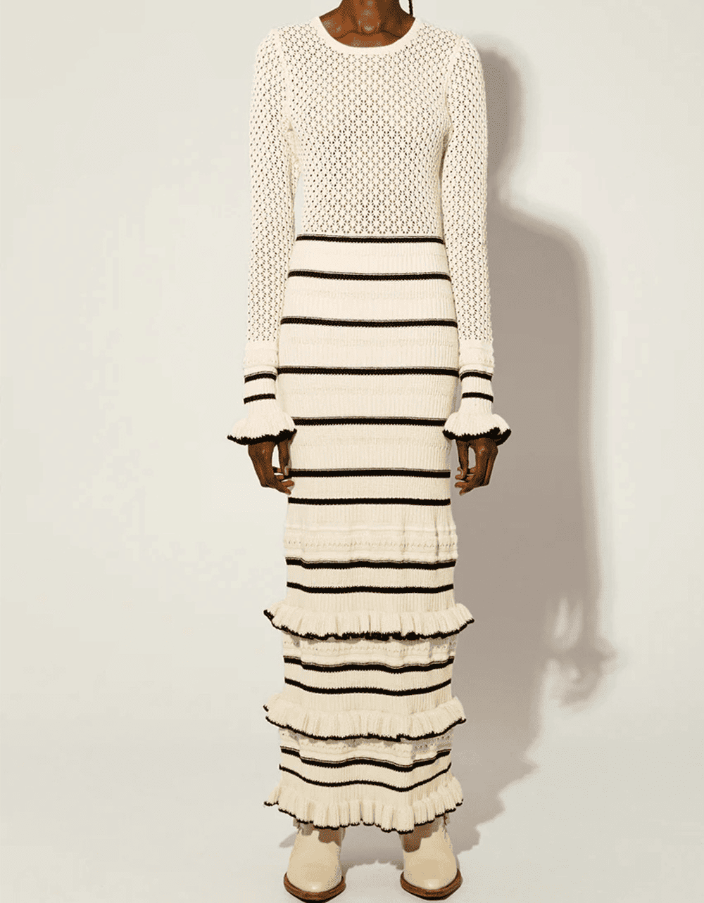 Ruffle Tight Knit Dress
