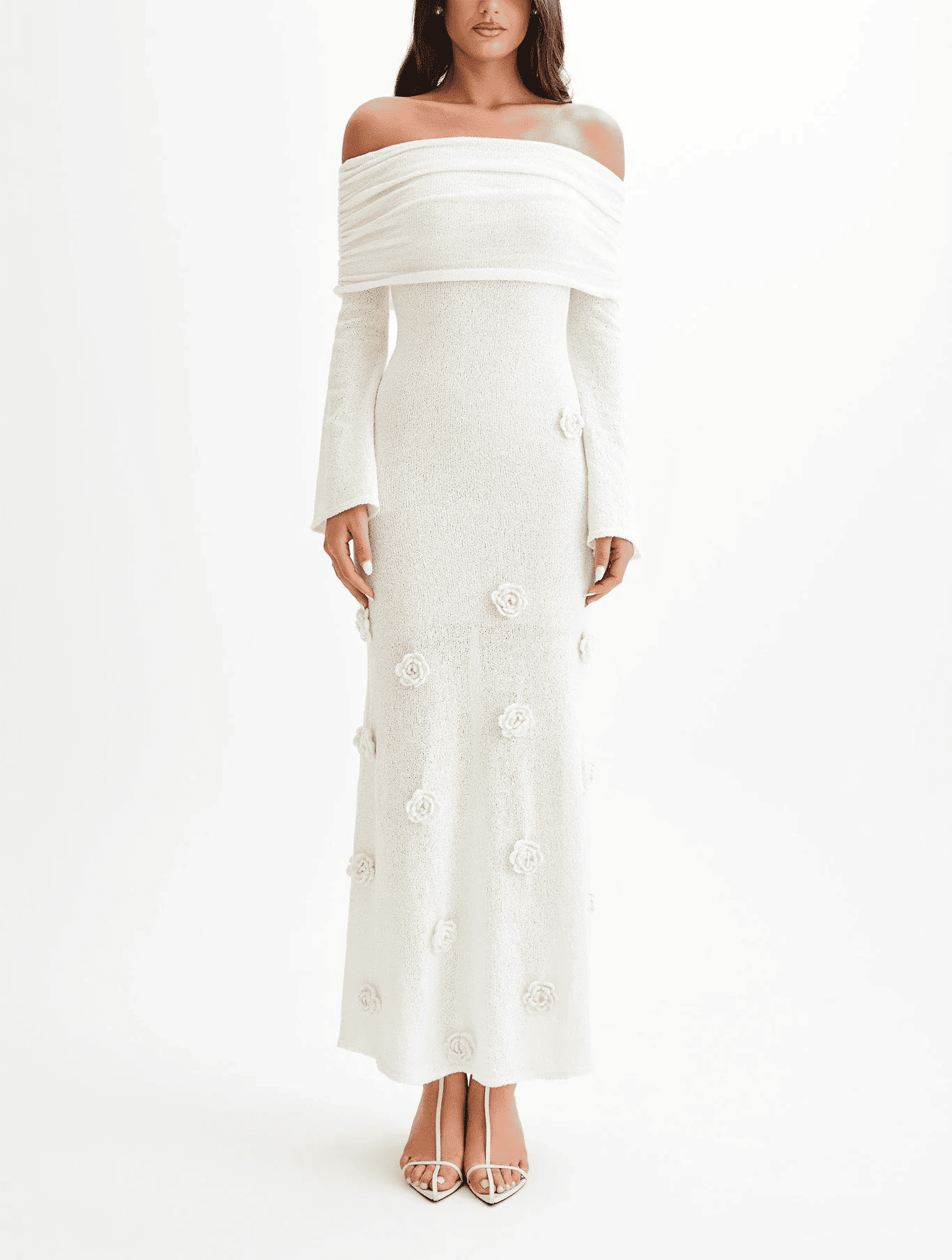 Off Shoulder Knit Rose Dress