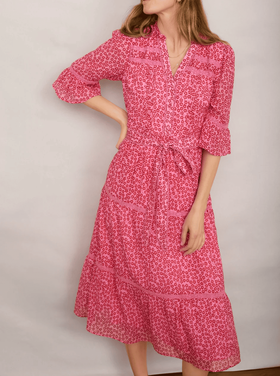 Candy Pink Daisy Floral  Dress