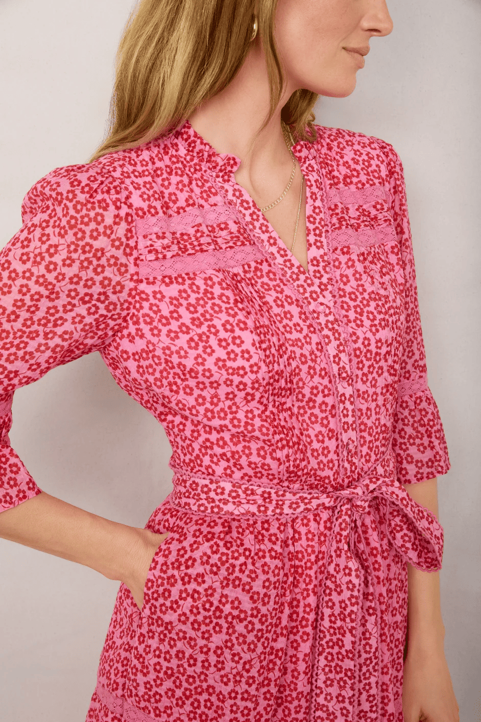 Candy Pink Daisy Floral  Dress