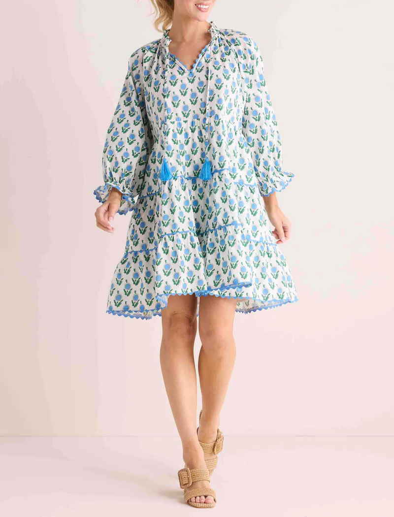 Floral Halter Fringe Midi Dress