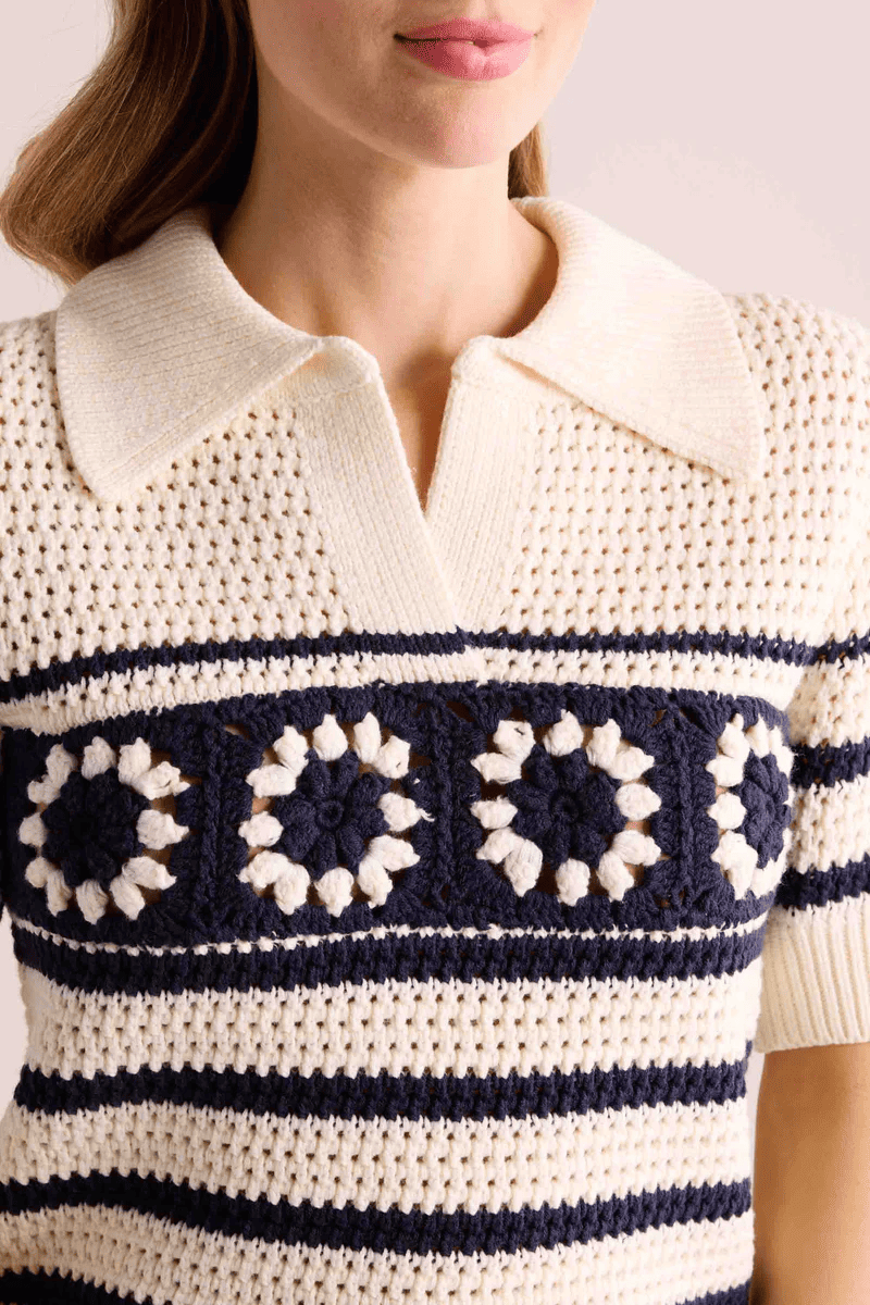 Spring Floral Knit Cutout Sweater
