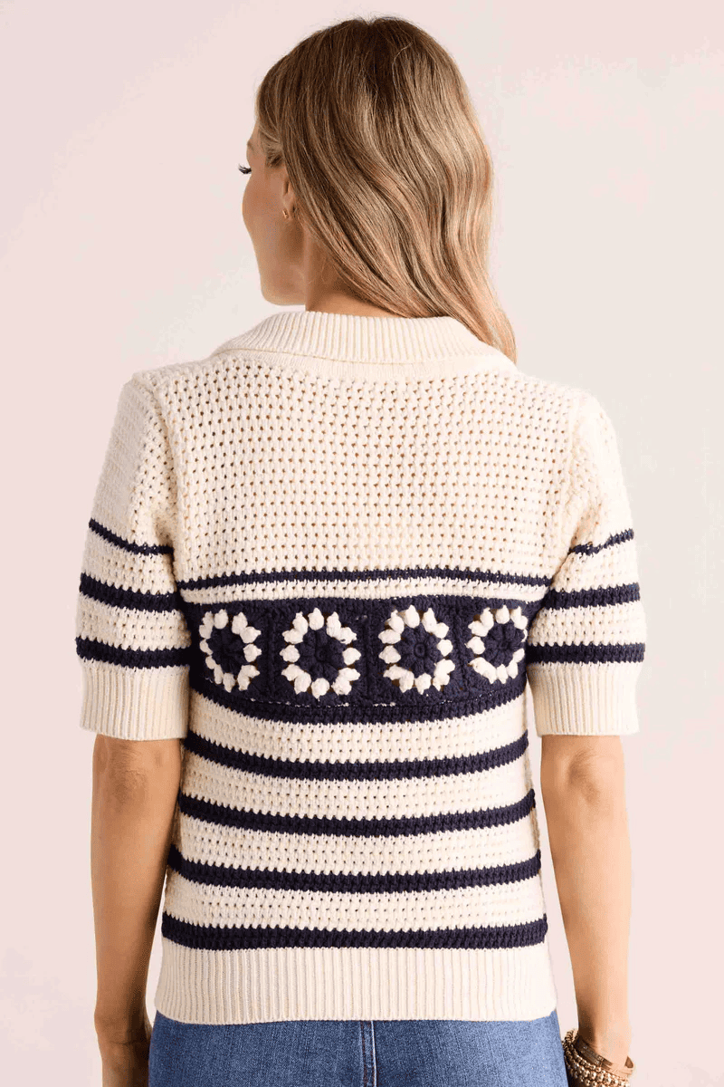Spring Floral Knit Cutout Sweater