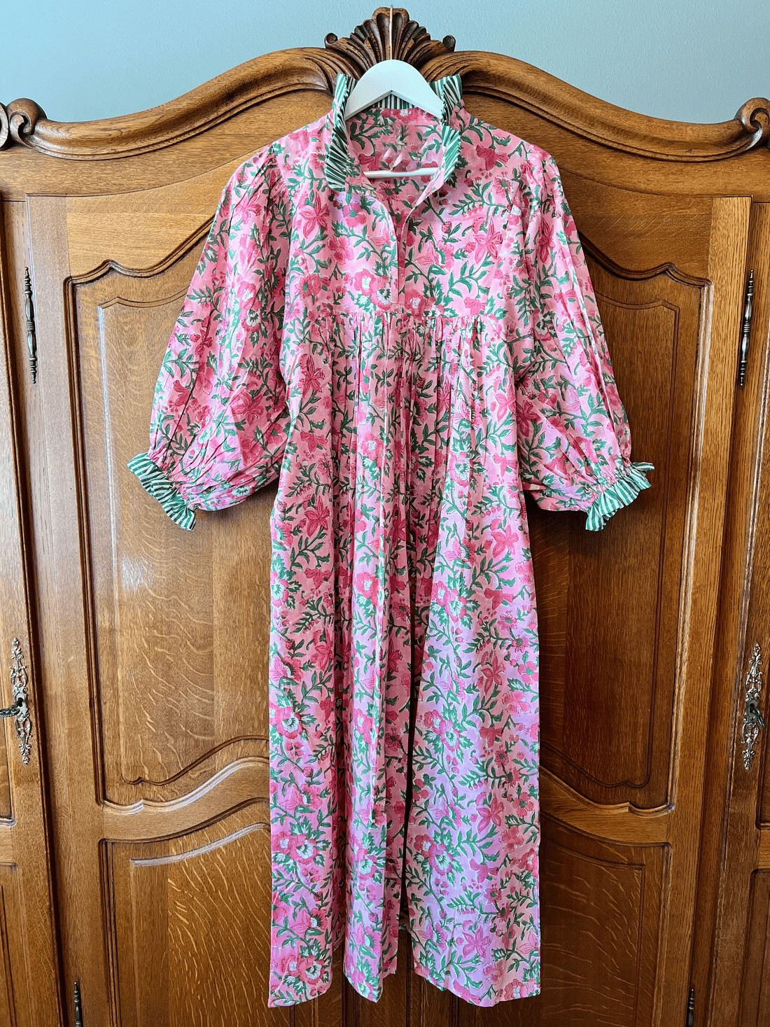 Newest Cotton Block Print Maxi Dress