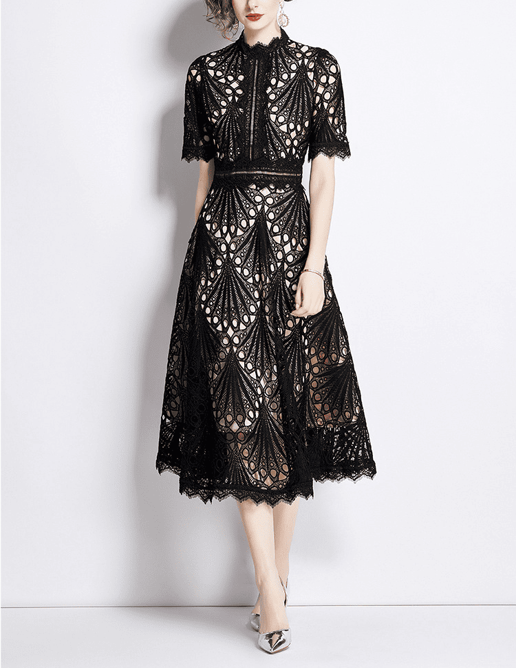 Lace Cutout Midi Dress