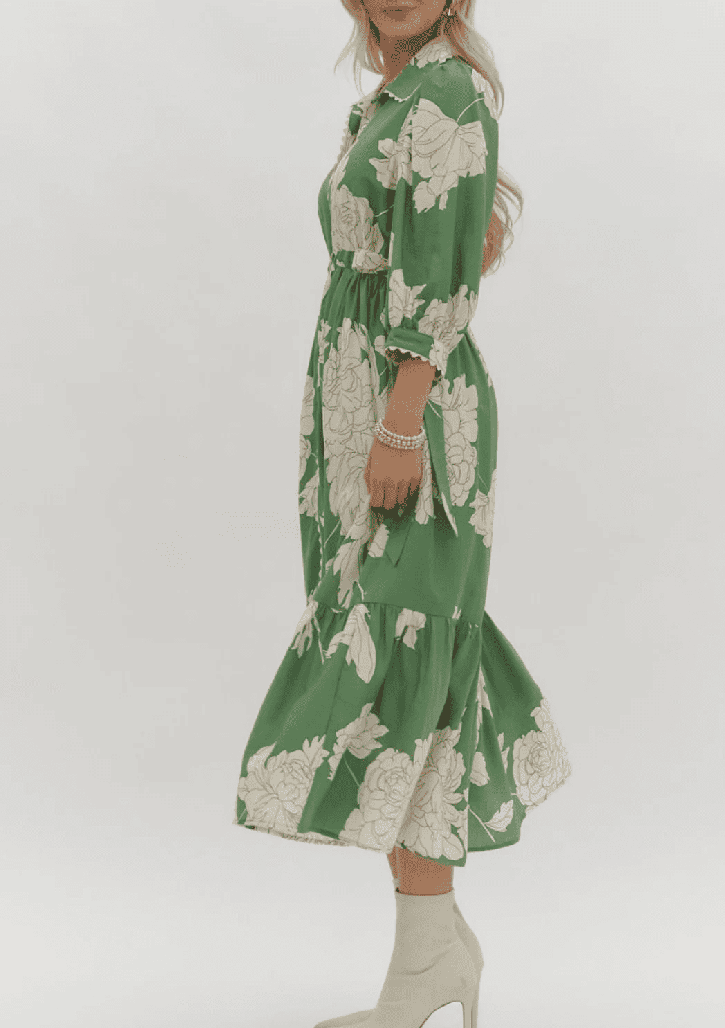 V Neck Green Ivy Dress