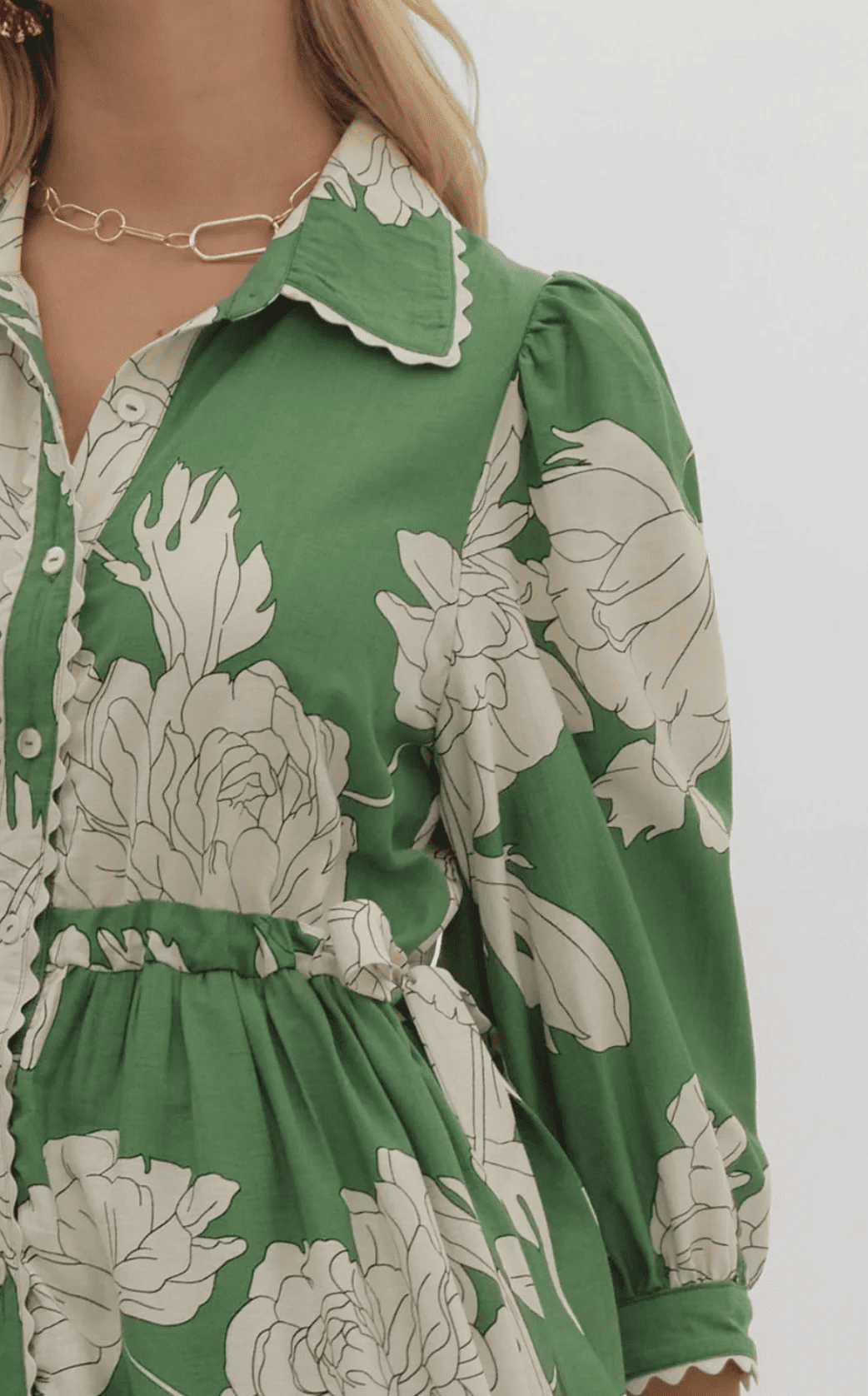 V Neck Green Ivy Dress