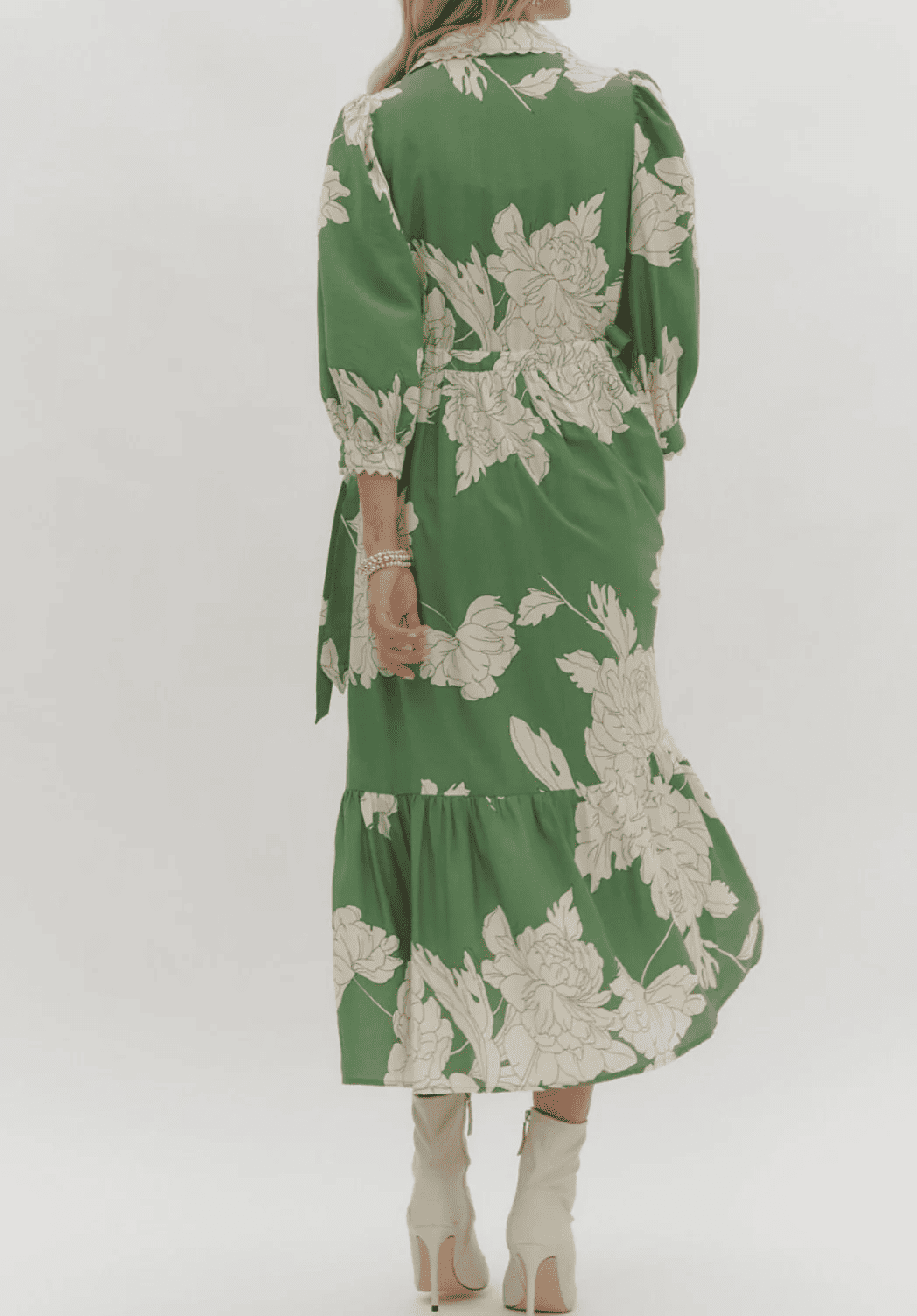 V Neck Green Ivy Dress