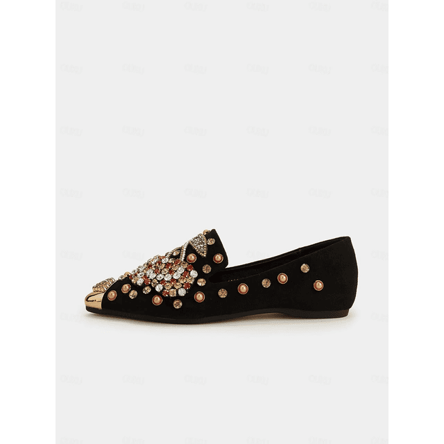 Kersen Strass Punt Toe Flats