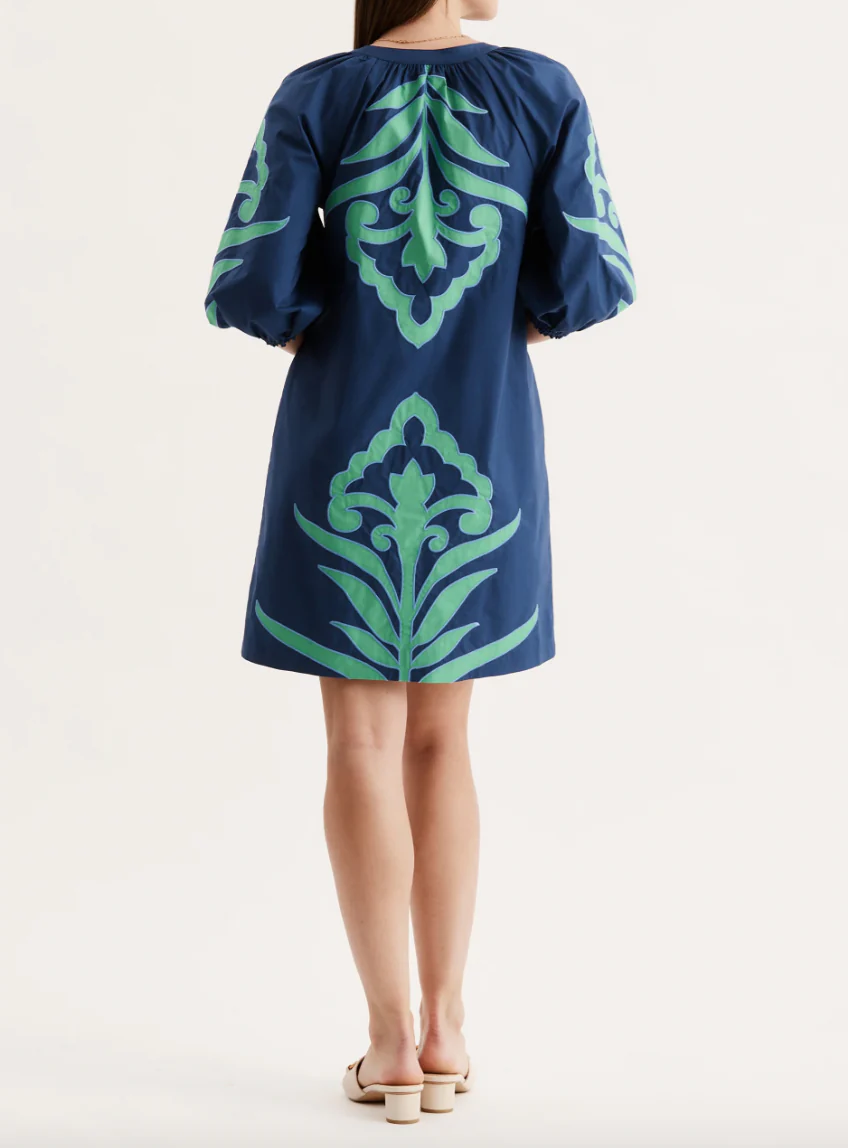 Chic Navy Pattern Casual Dress