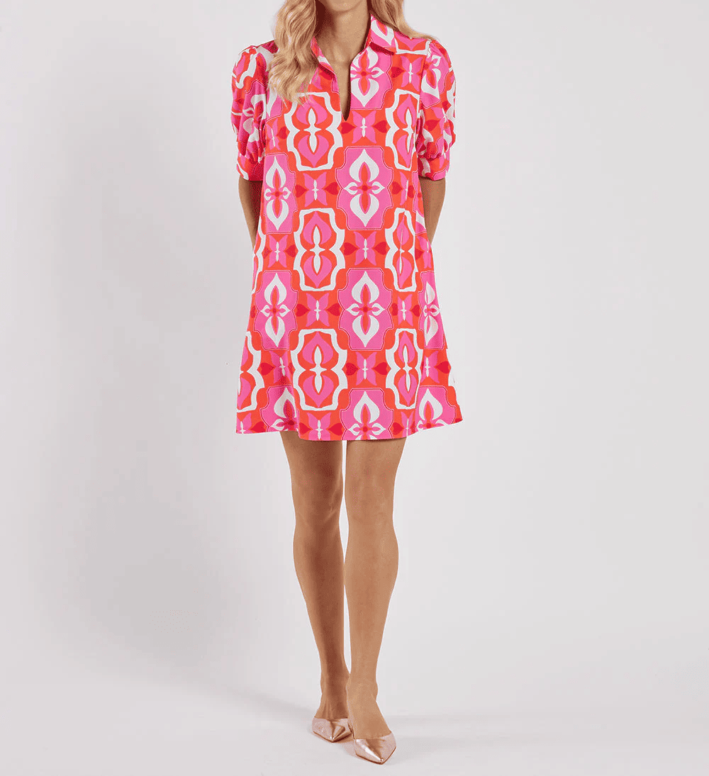 V-neck Patterned Printed Midi Dress