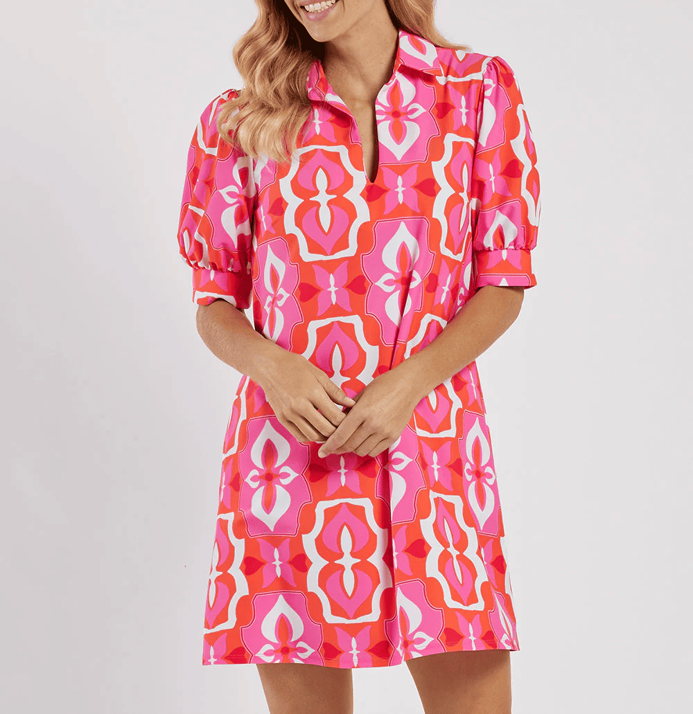 V-neck Patterned Printed Midi Dress