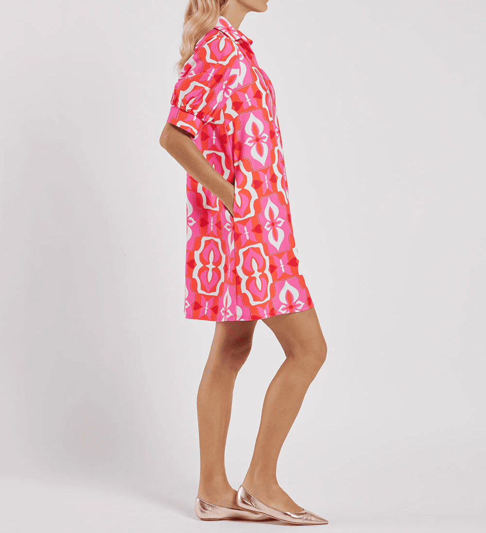 V-neck Patterned Printed Midi Dress