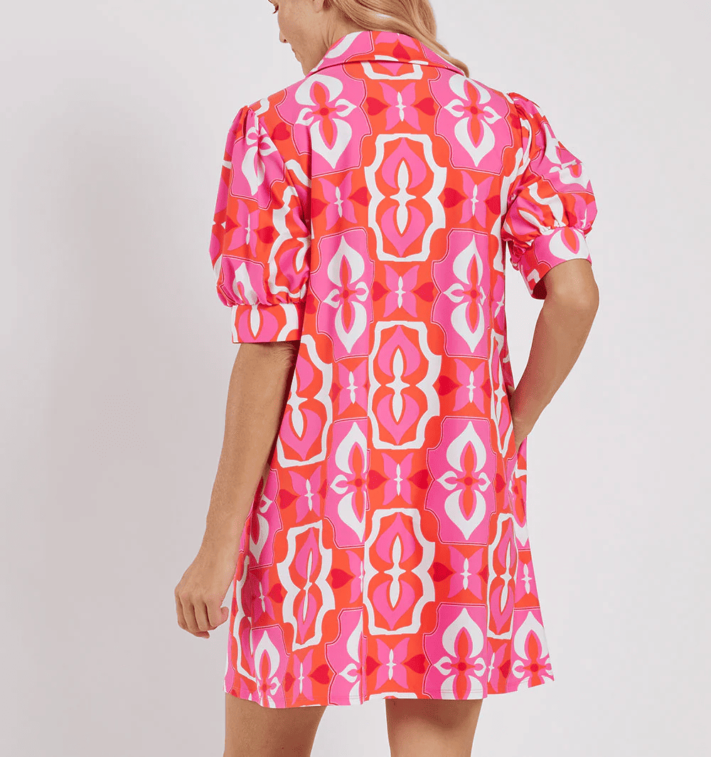 V-neck Patterned Printed Midi Dress