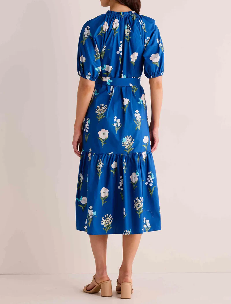 Floral Pattern V-Neck Midi Dress