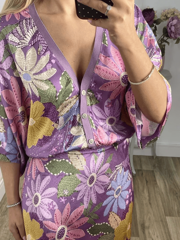 Beautiful Printed Silk Two-Piece Dress