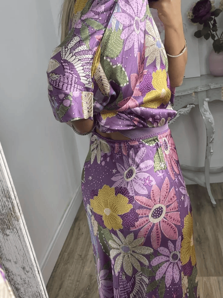 Beautiful Printed Silk Two-Piece Dress