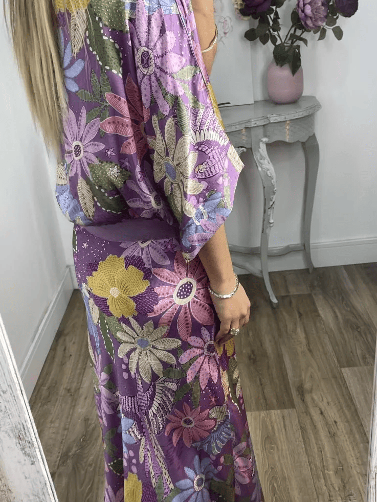 Beautiful Printed Silk Two-Piece Dress