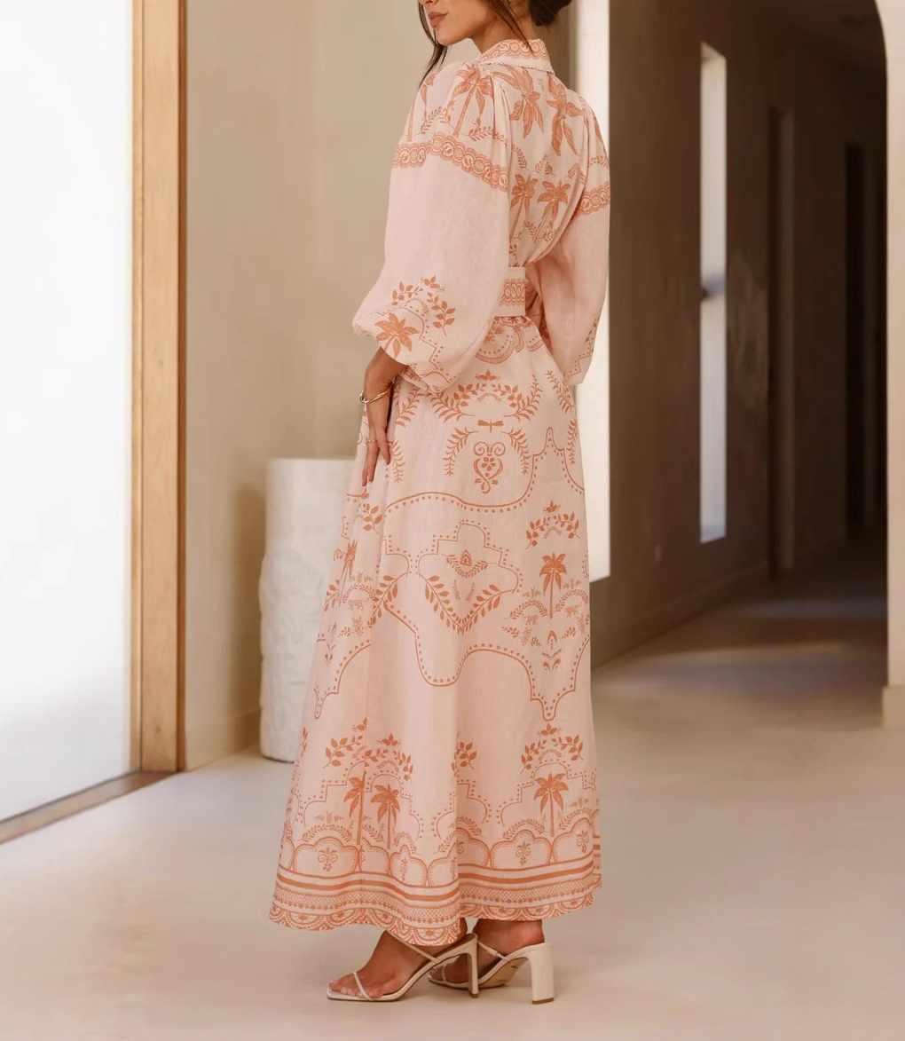 Bubble Sleeve Printed Dress