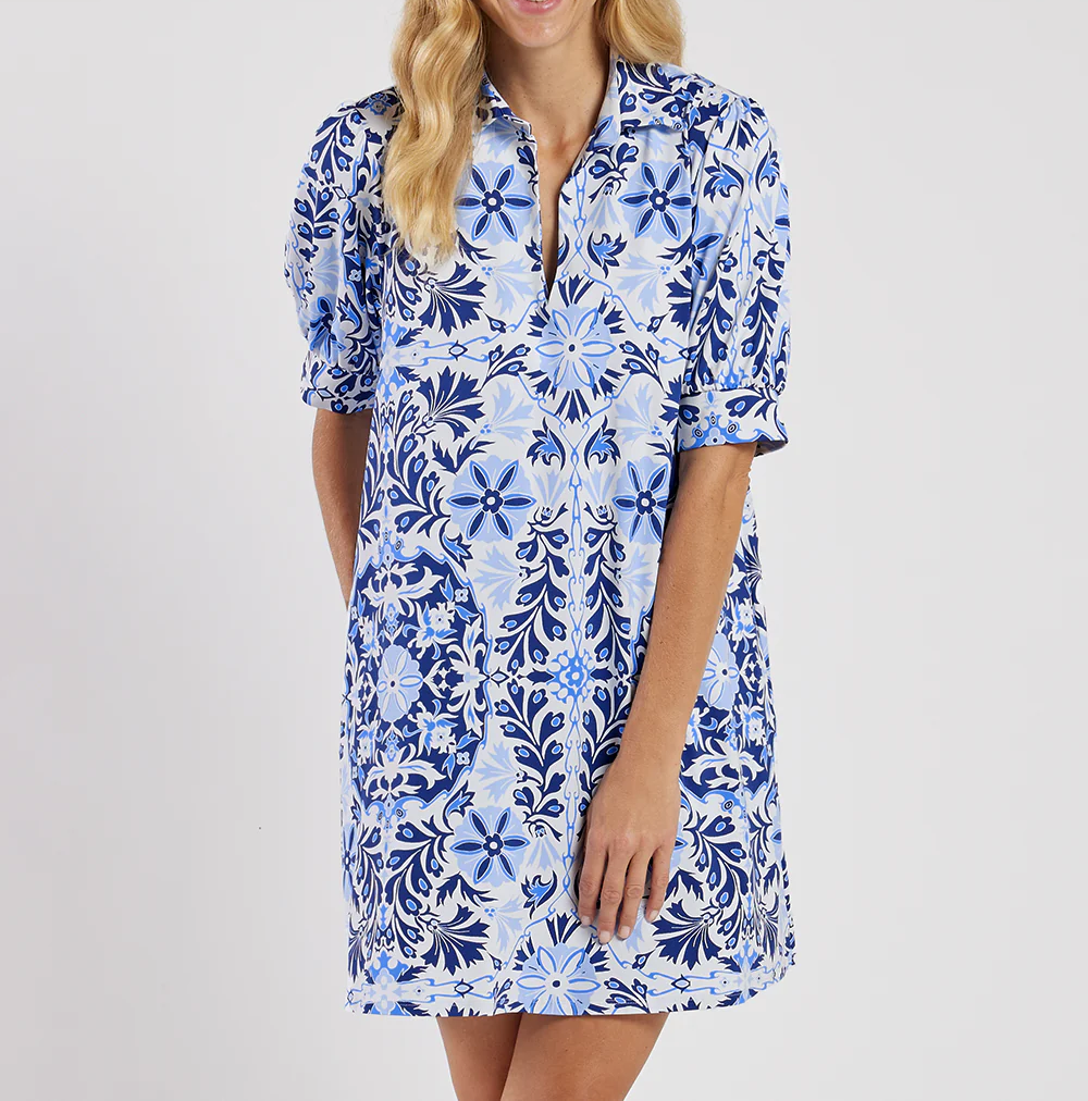 Printed V-Neck Midi Dress