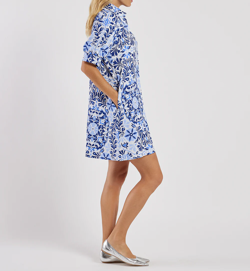 Printed V-Neck Midi Dress