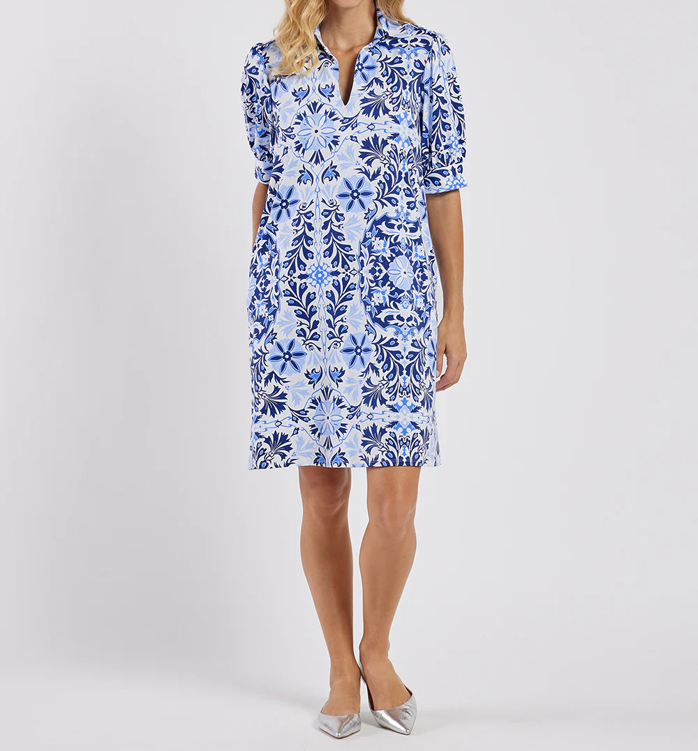Printed V-Neck Midi Dress