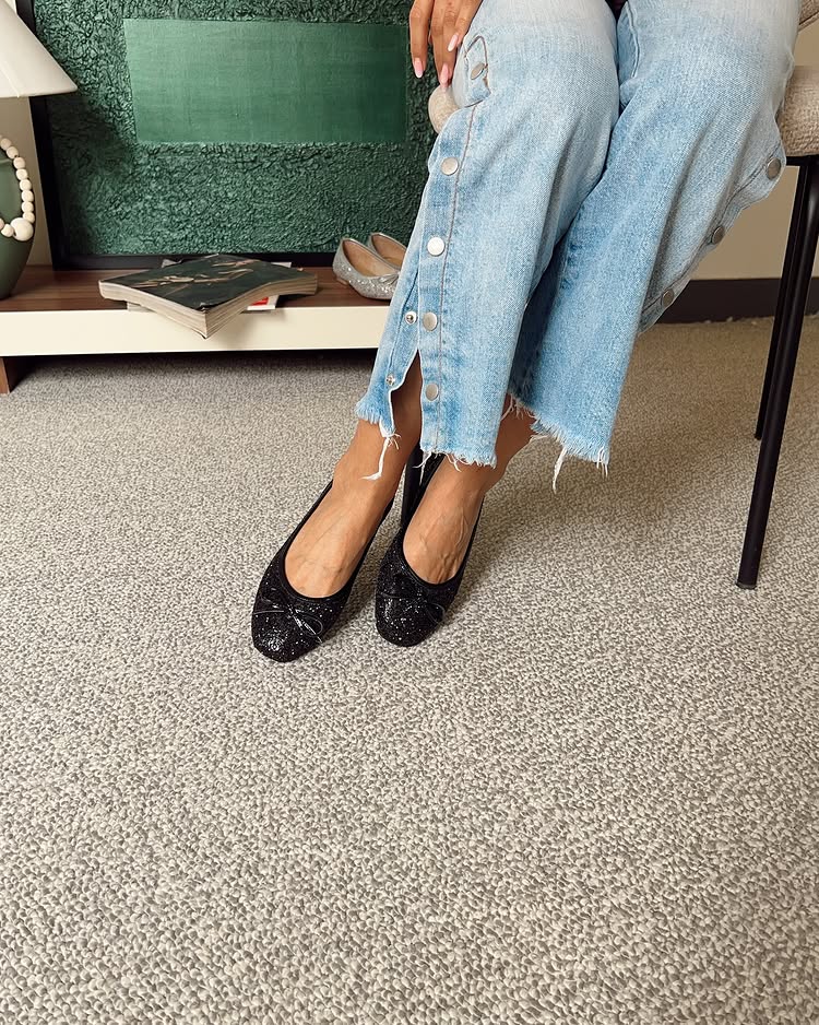 Bowknot Glitter Flat Shoes