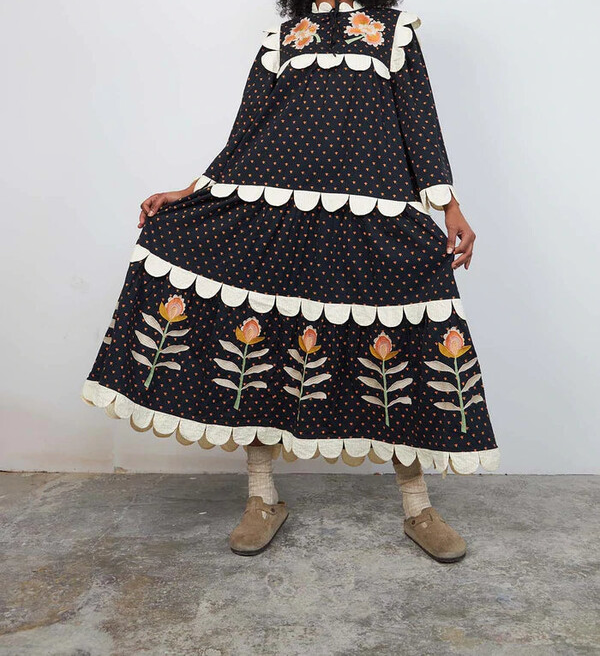 Lace Printed Midi Dress
