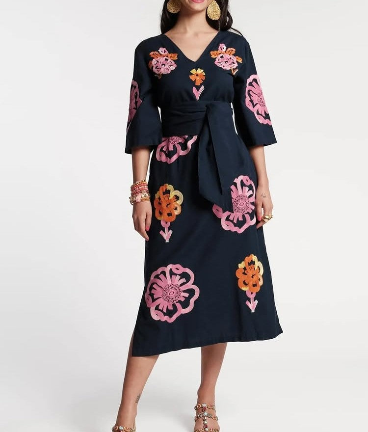 Mother's Day V-Neck Printed Mother's Day Midi Dresses