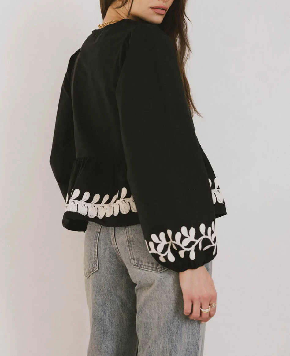 Embroidered Bow Shirt