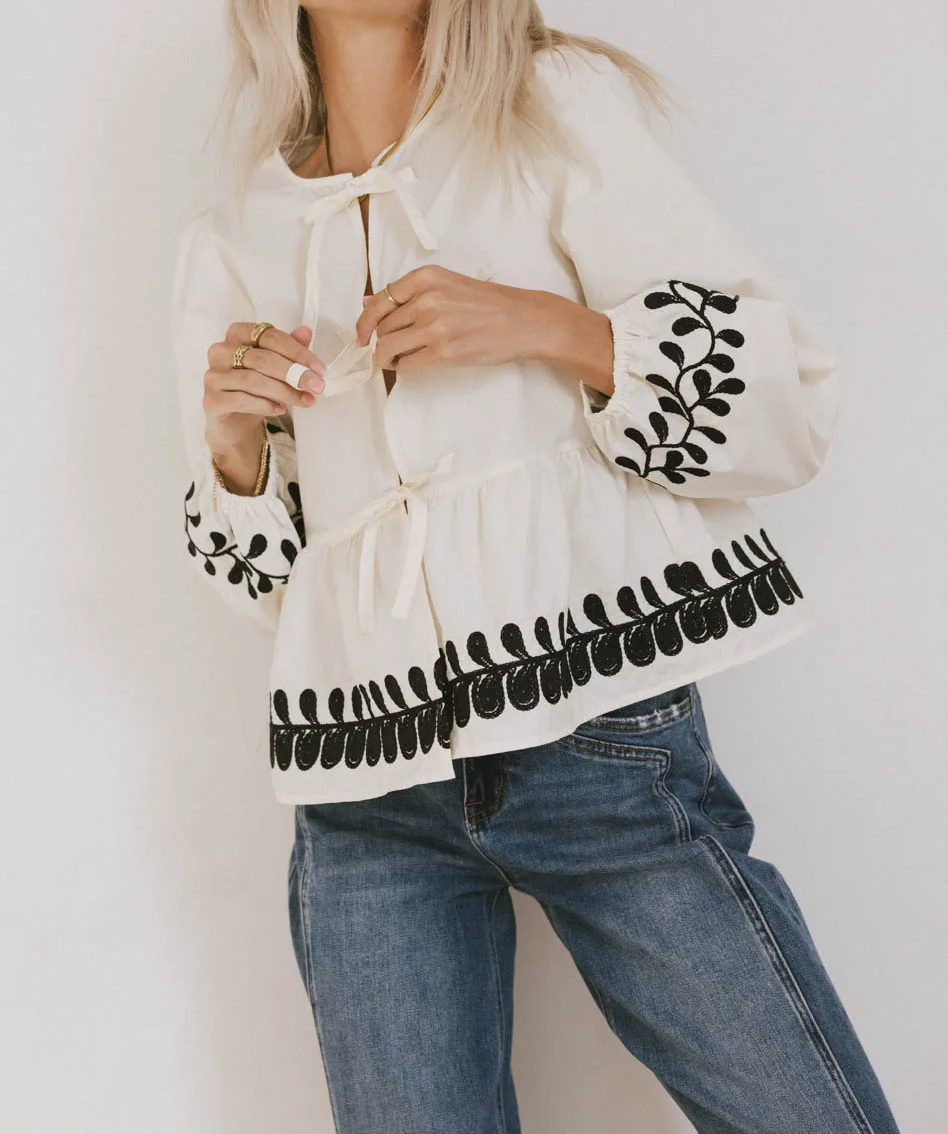 Embroidered Bow Shirt