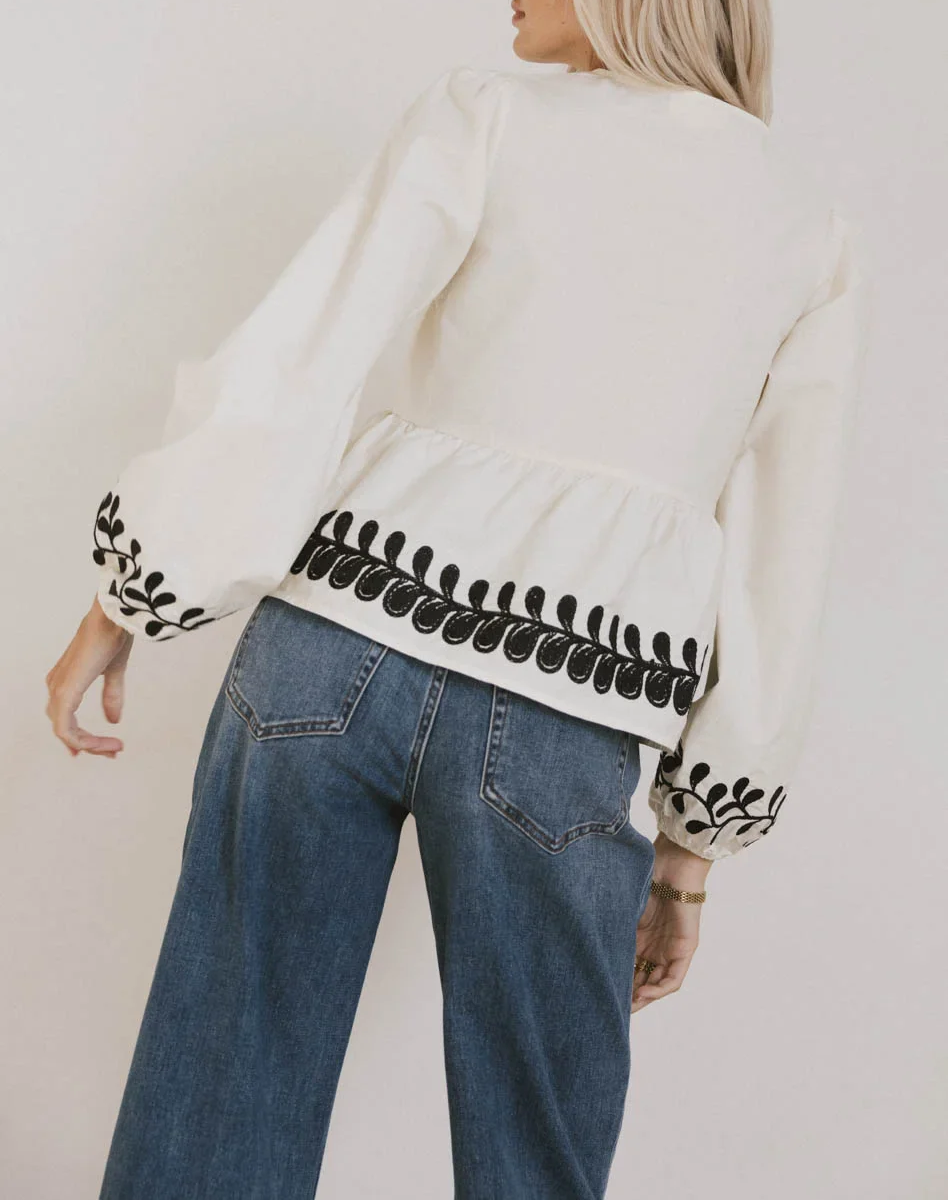 Embroidered Bow Shirt
