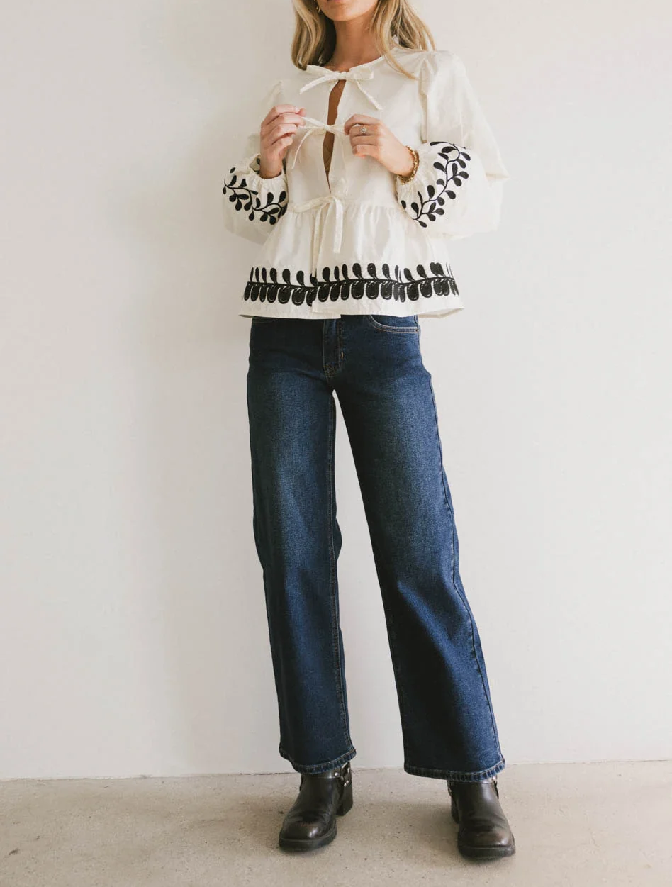 Embroidered Bow Shirt
