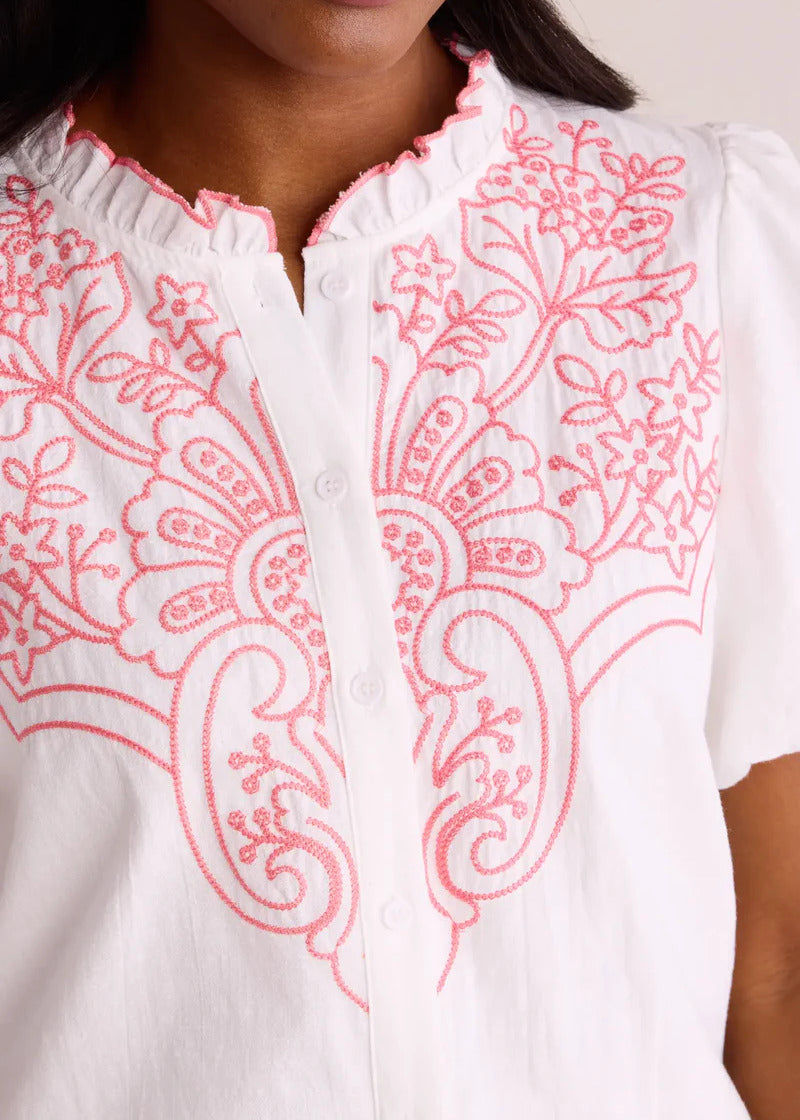 Cotton Lace Neck Embroidered Top