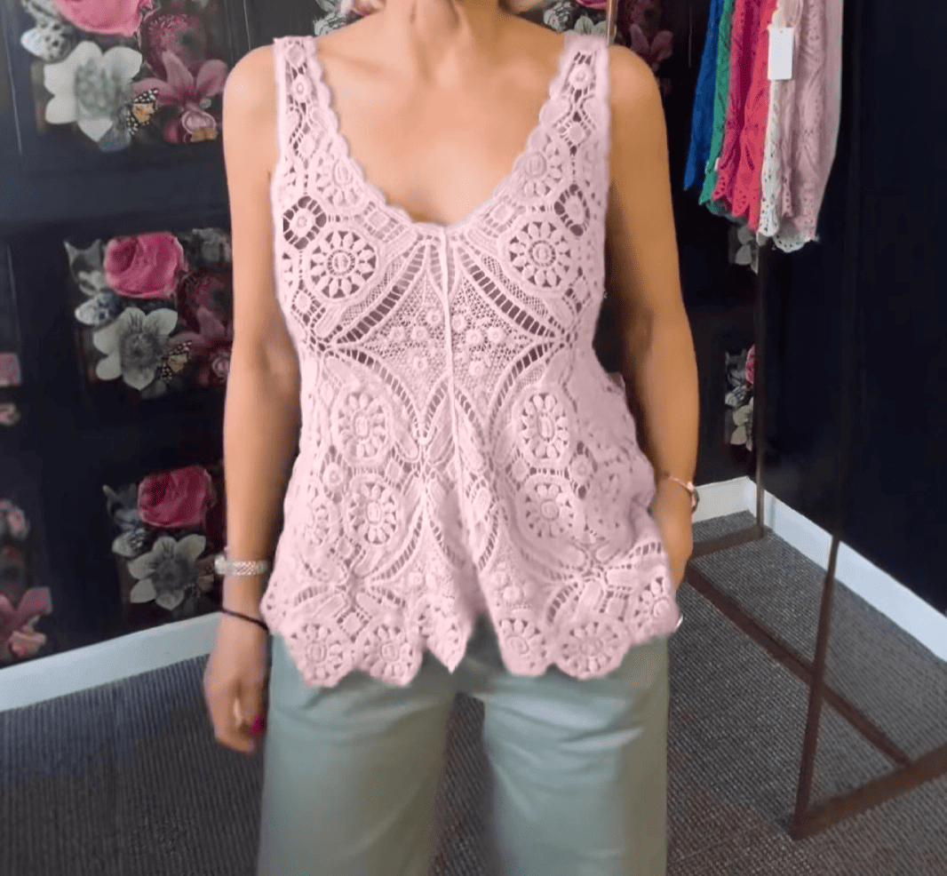 Lace Embroidery Cutout Vest Top