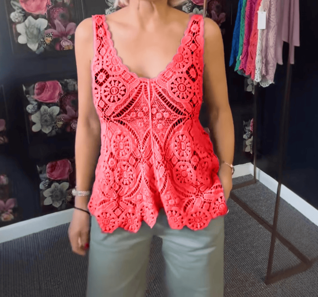 Lace Embroidery Cutout Vest Top