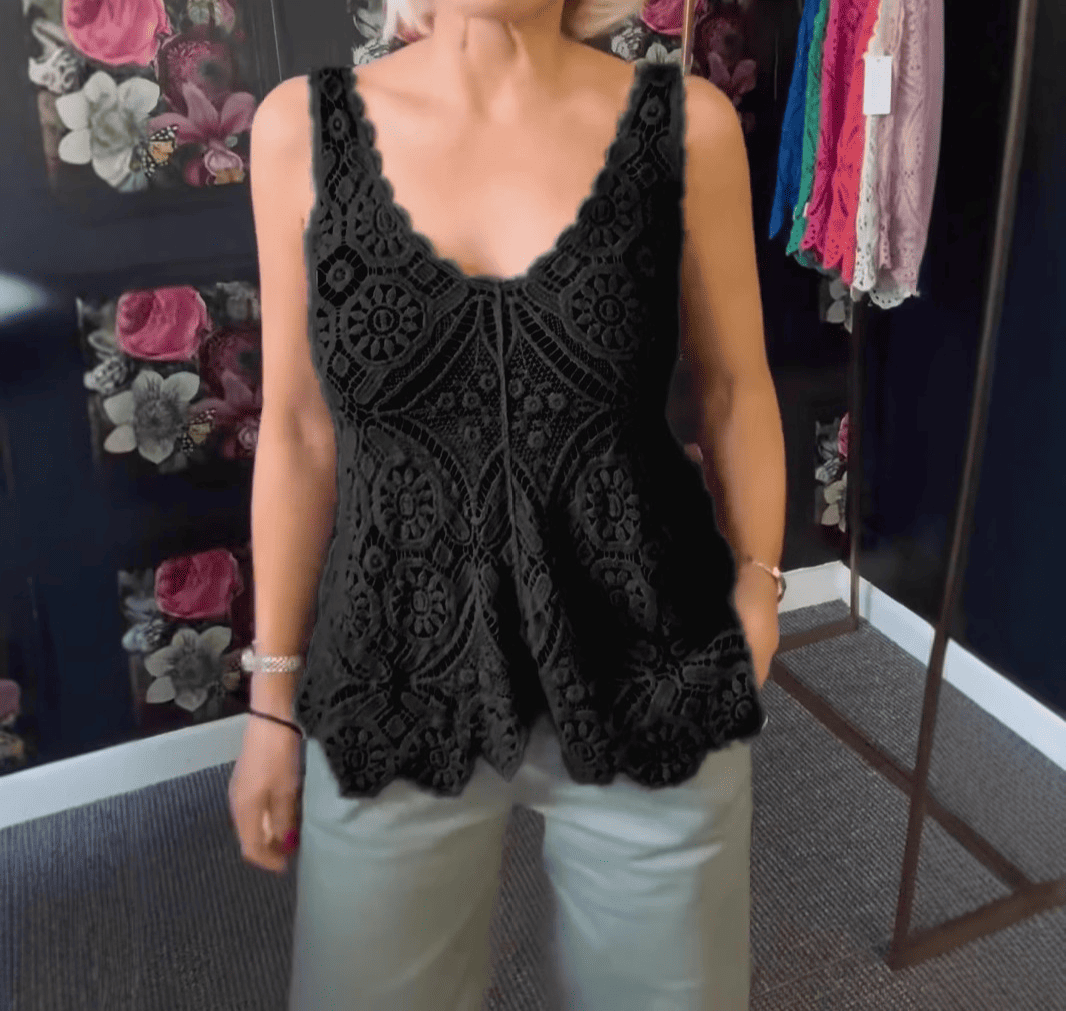 Lace Embroidery Cutout Vest Top
