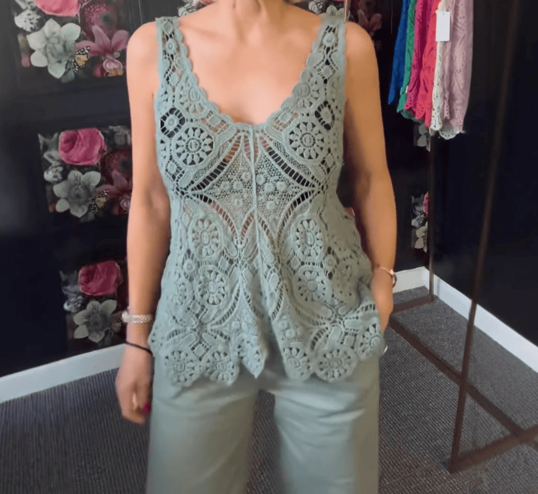 Lace Embroidery Cutout Vest Top