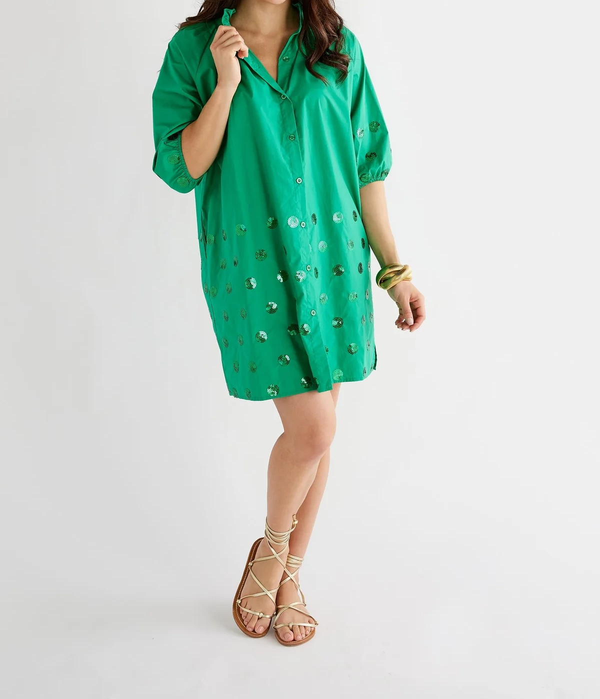 Bubble Sleeve Sequin Dress