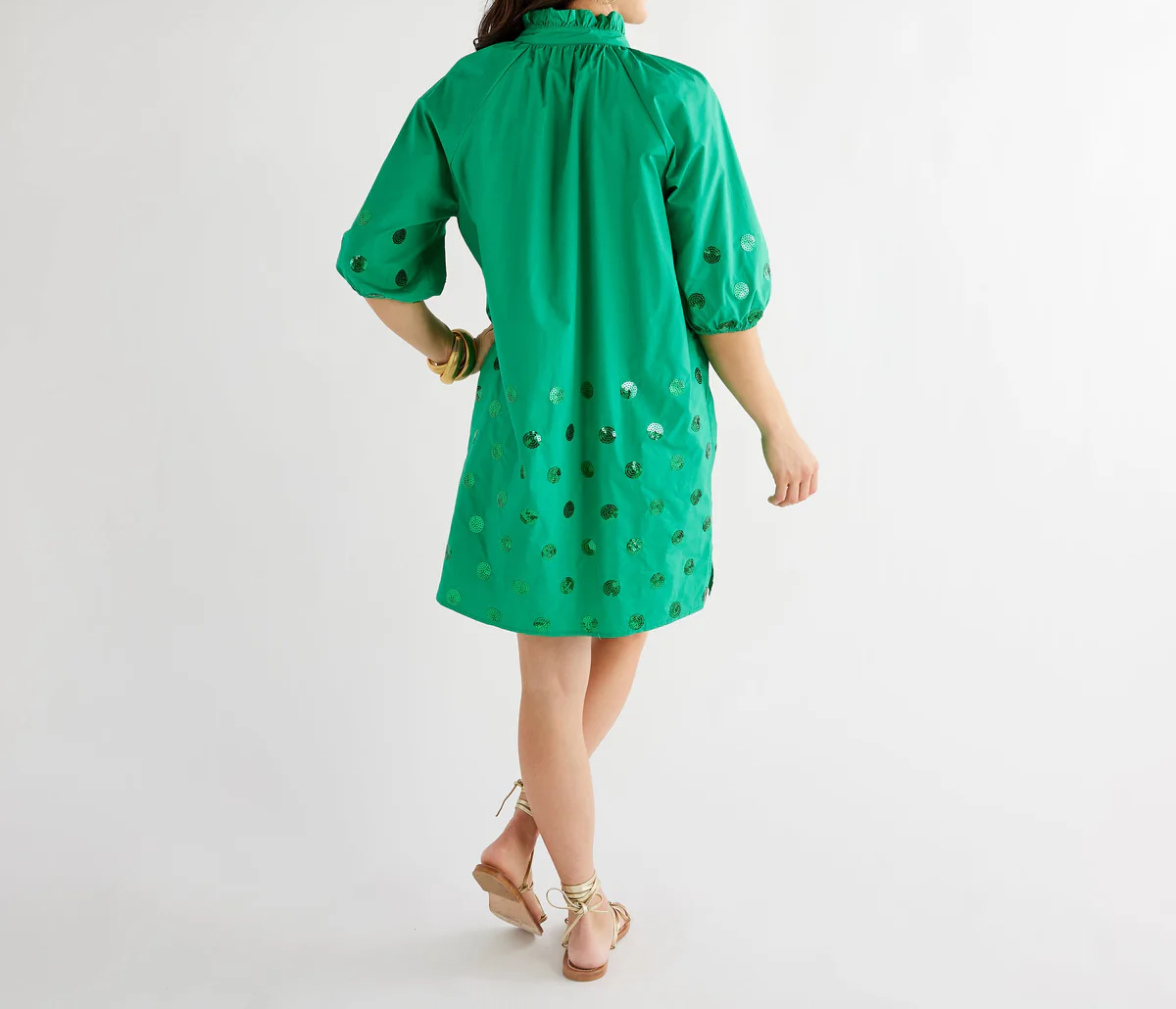 Bubble Sleeve Sequin Dress
