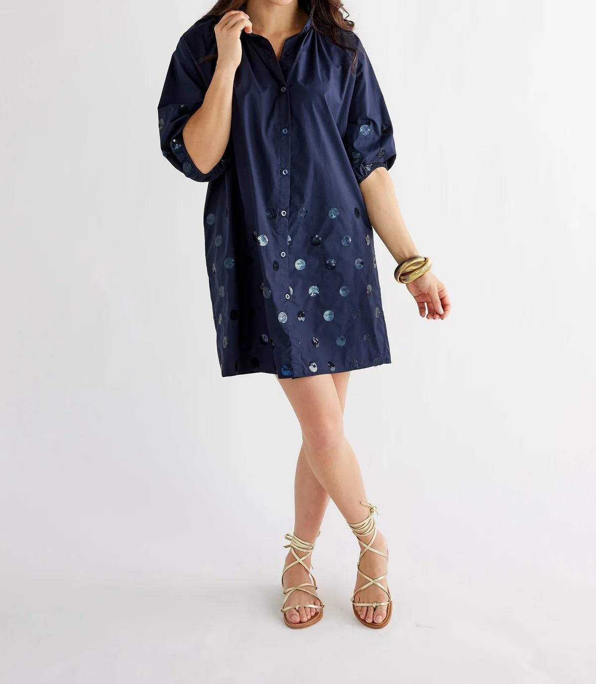 Bubble Sleeve Sequin Dress