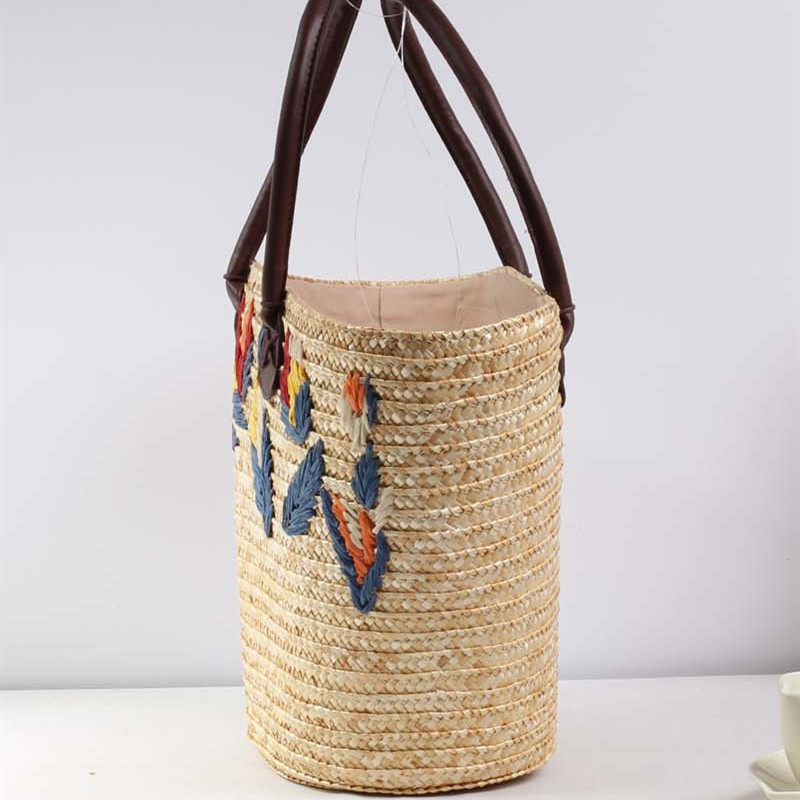 Embroidered Shoulder Tote Seaside Vacation Beach Bag