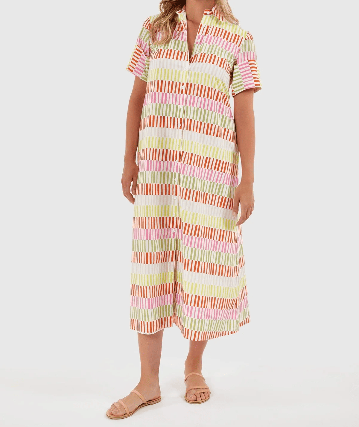 Colorful Striped Shirt Dress