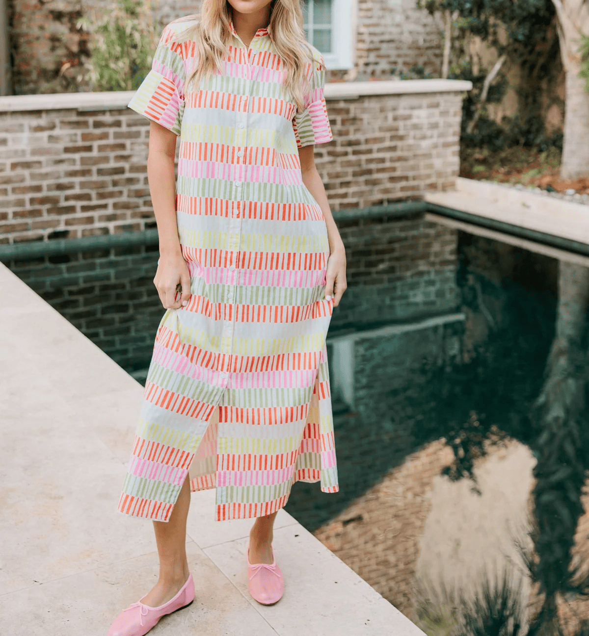 Colorful Striped Shirt Dress