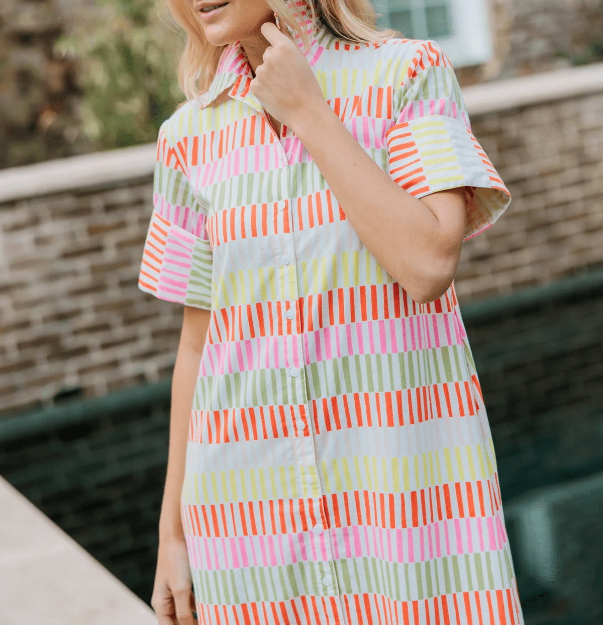Colorful Striped Shirt Dress