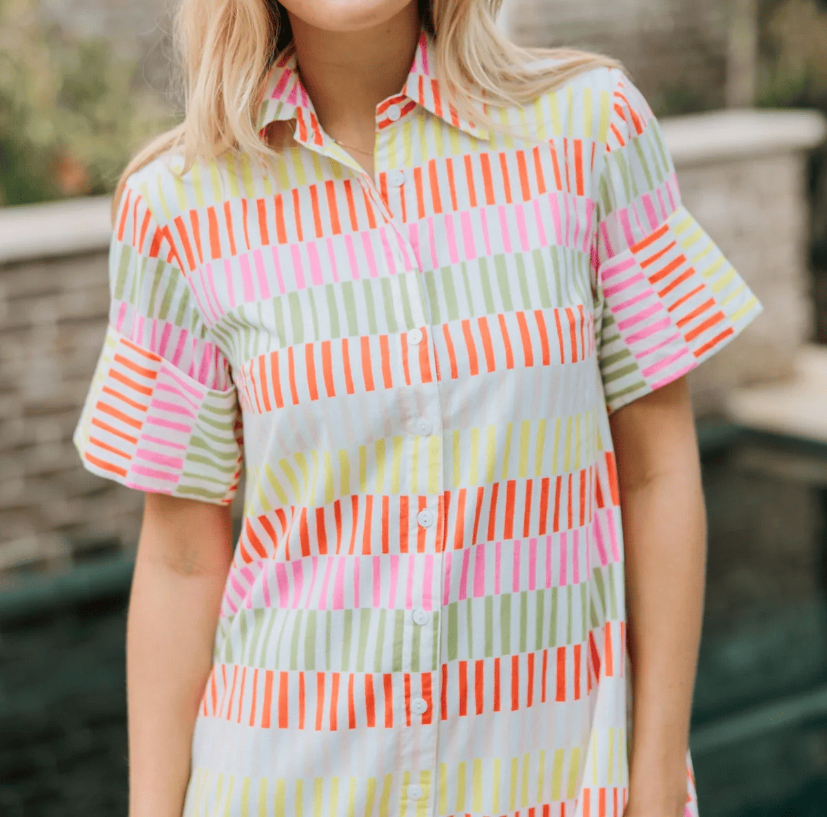 Colorful Striped Shirt Dress