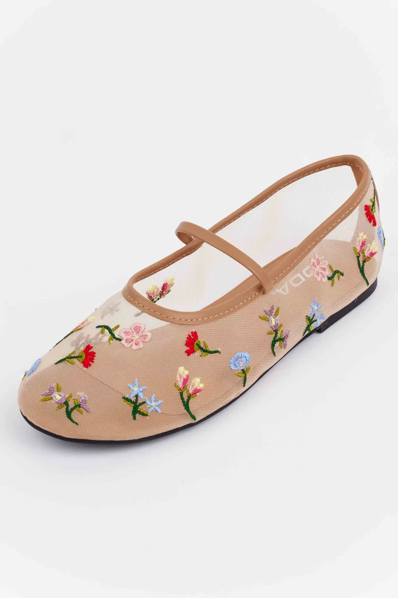 Mesh Flower Embroidery Women's Shoes